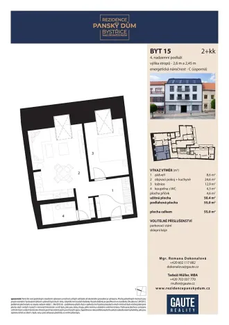 Prodej bytu 2+kk, Bystřice nad Pernštejnem, Masarykovo náměstí, 55 m2