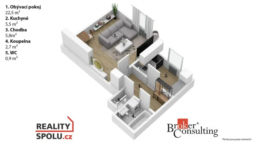 Prodej bytu 1+1, Rosice, 37 m2