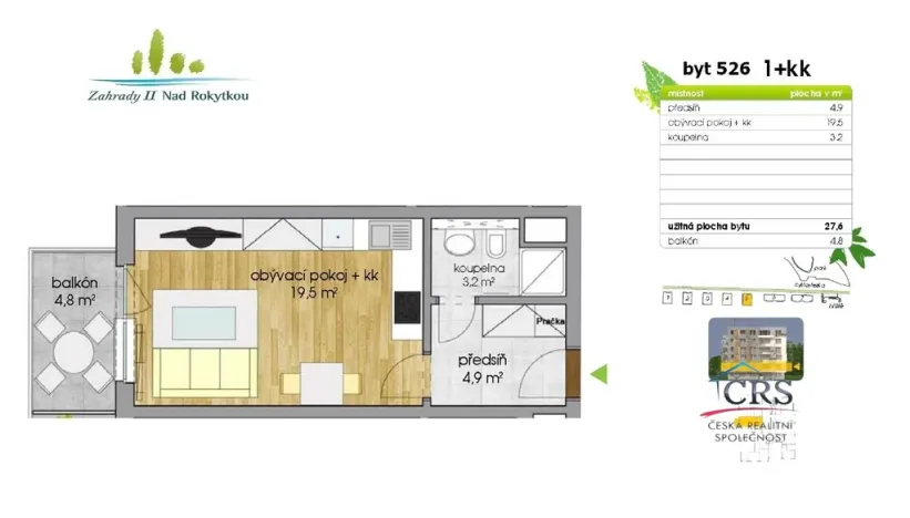 Prodej bytu 1+kk, Praha - Hloubětín, Modrého, 32 m2