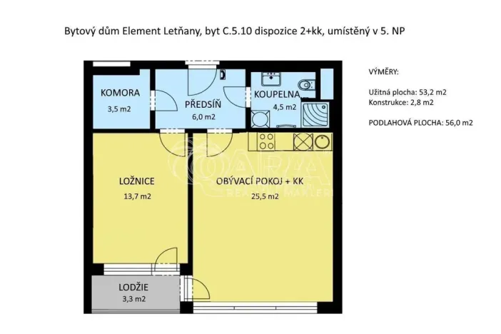 Prodej bytu 2+kk, Praha - Letňany, Tupolevova, 56 m2
