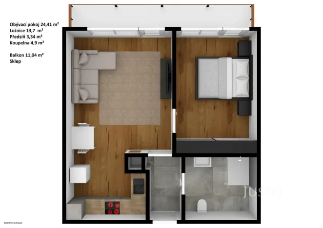 Pronájem bytu 2+kk, Praha, Wassermannova, 49 m2