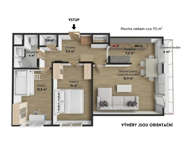Pronájem bytu 3+kk, Poděbrady, Kunštátská, 64 m2