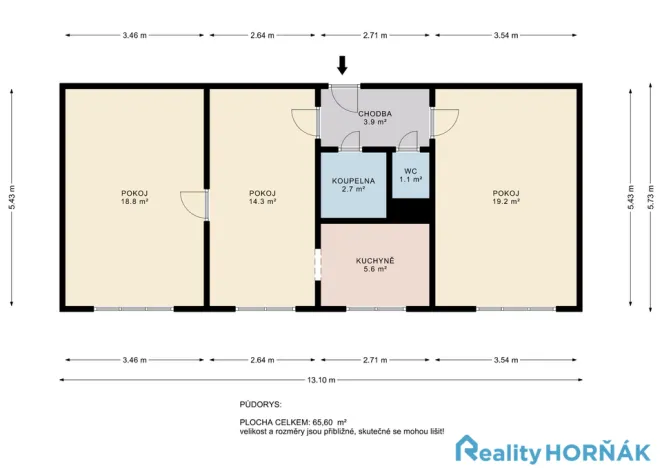 Prodej bytu 3+1, Dražíč, 56 m2
