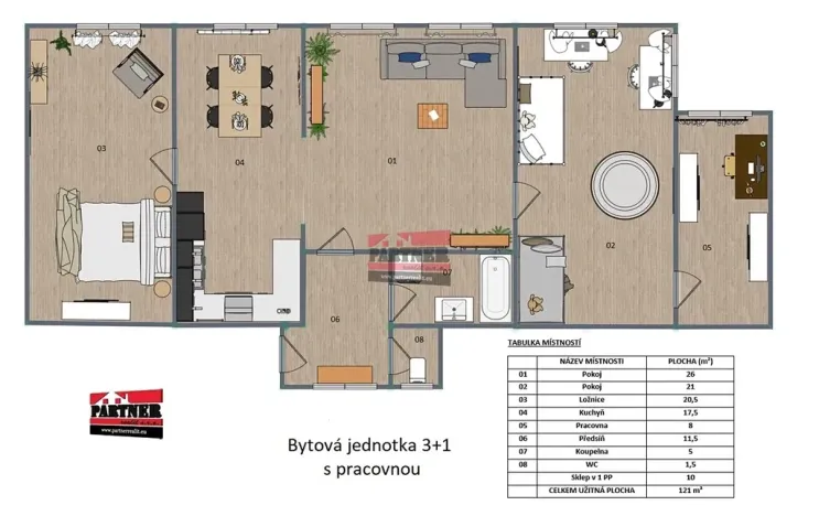 Prodej bytu 3+1, Tábor, Špitálská, 121 m2