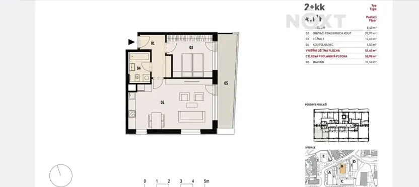 Prodej bytu 2+kk, Praha - Žižkov, Olgy Havlové, 54 m2