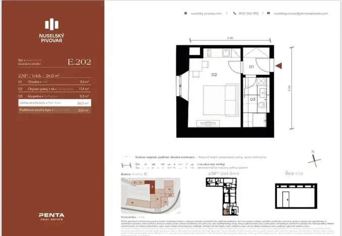 Pronájem bytu 1+kk, Praha, Bělehradská, 26 m2