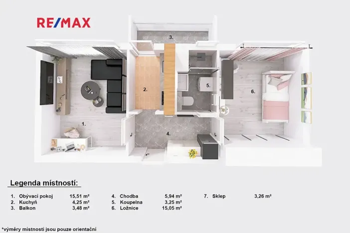 Pronájem bytu 2+1, Jindřichův Hradec, 44 m2