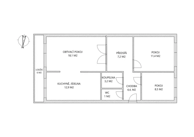 Prodej bytu 3+1, Kladno - Kročehlavy, Italská, 74 m2