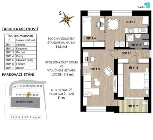 Prodej bytu 3+kk, Lošany, 64 m2