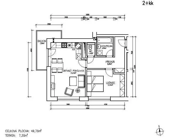 Pronájem bytu 2+kk, Brno, Hybešova, 57 m2