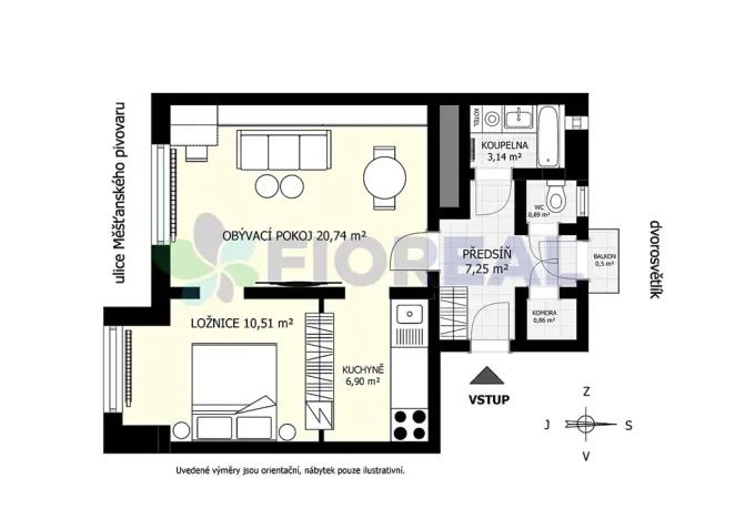 Prodej bytu 2+kk, Praha - Holešovice, U měšťanského pivovaru, 52 m2