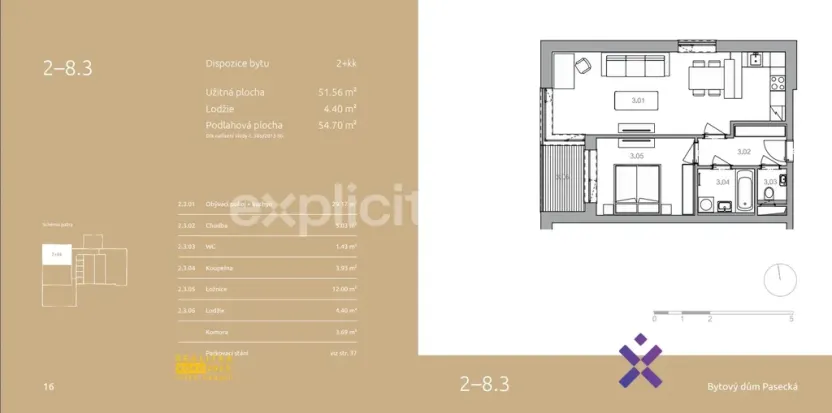 Pronájem bytu 2+kk, Zlín, Křiby, 52 m2