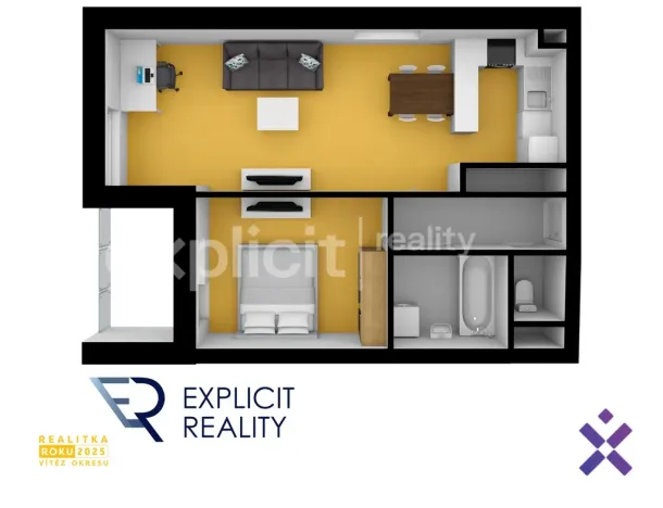 Pronájem bytu 2+kk, Zlín, Křiby, 52 m2