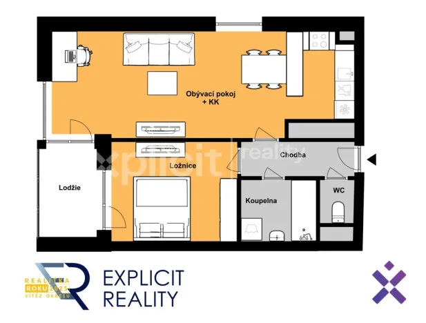 Pronájem bytu 2+kk, Zlín, Křiby, 52 m2