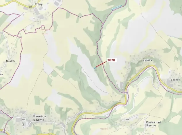 Dražba lesa, Benešov u Semil, 1110 m2