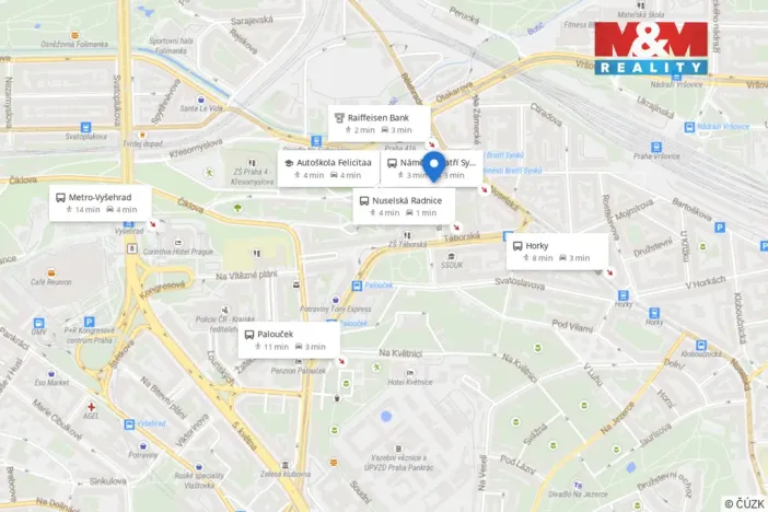 Pronájem bytu 1+kk, Praha - Nusle, náměstí Bratří Synků, 23 m2