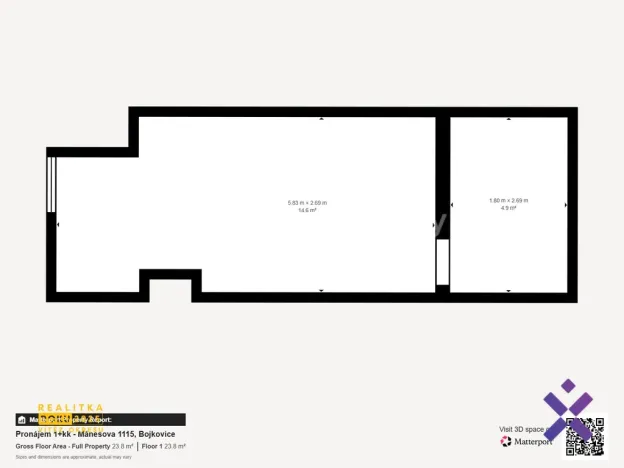 Pronájem rodinného domu, Bojkovice, Mánesova, 26 m2