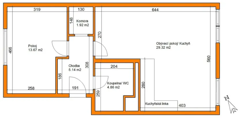 Pronájem bytu 2+kk, Pardubice - Trnová, Jozefa Gabčíka, 55 m2
