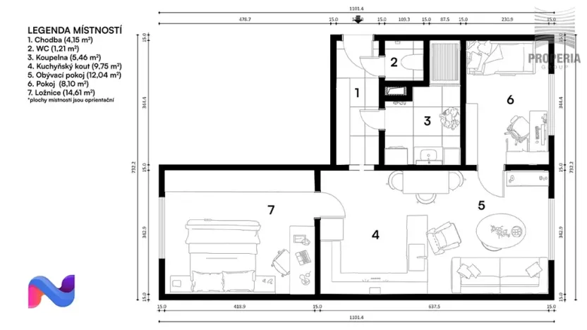 Prodej bytu 3+kk, Brno, Jasanová, 55 m2