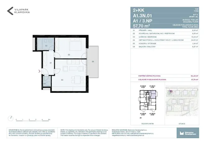Pronájem bytu 2+kk, Praha - Smíchov, Podbělohorská, 57 m2