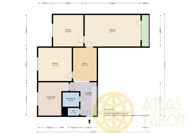 Pronájem bytu 3+1, Tábor, Berlínská, 71 m2