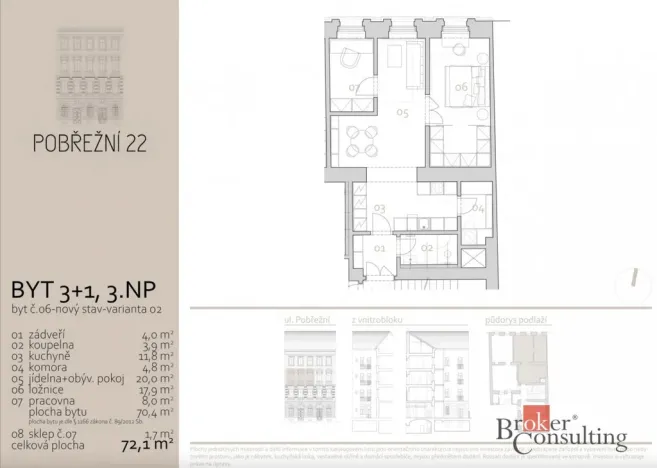 Prodej bytu 3+kk, Praha - Karlín, 72 m2