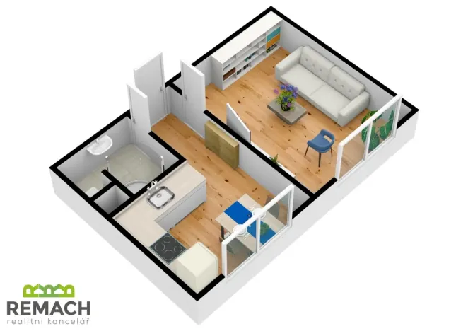 Pronájem bytu 1+1, Uherské Hradiště, náměstí Republiky, 33 m2