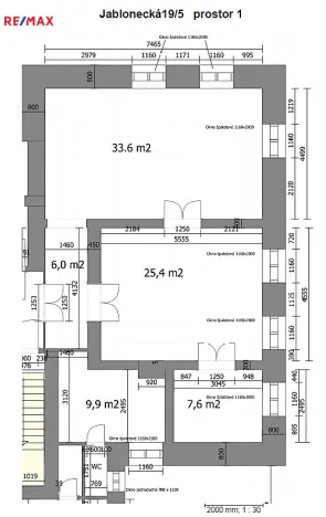 Pronájem kanceláře, Liberec - Liberec I-Staré Město, Jablonecká, 85 m2