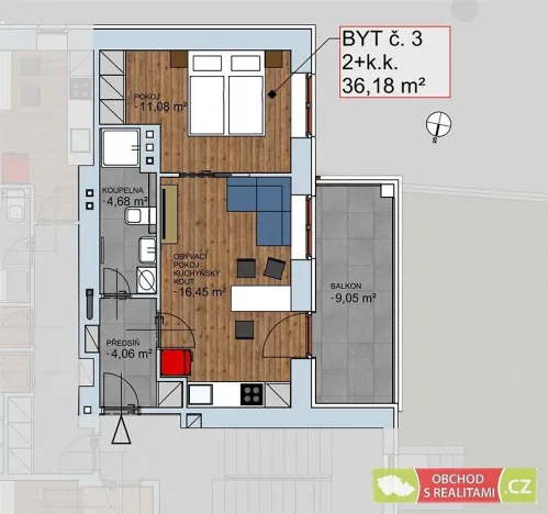 Pronájem bytu 2+kk, Praha, Na Výšince, 38 m2
