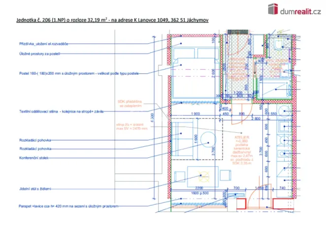 Prodej bytu 1+kk, Jáchymov, K Lanovce, 32 m2