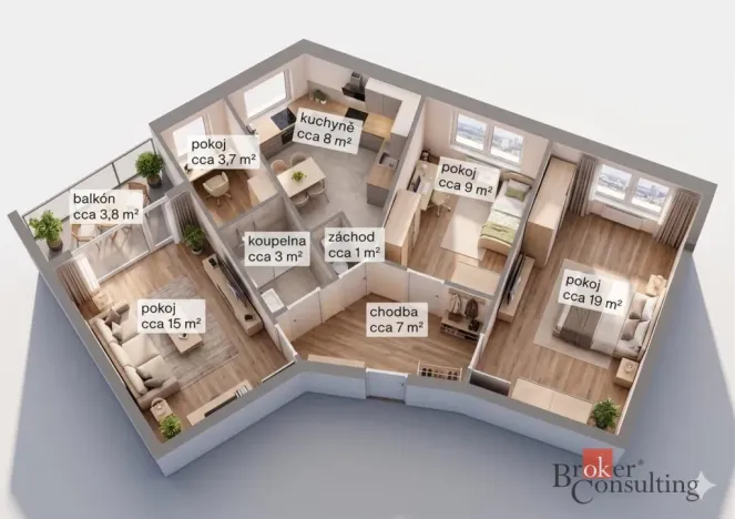 Prodej bytu 3+1, Ostrava - Hrabůvka, Mjr. Nováka, 73 m2