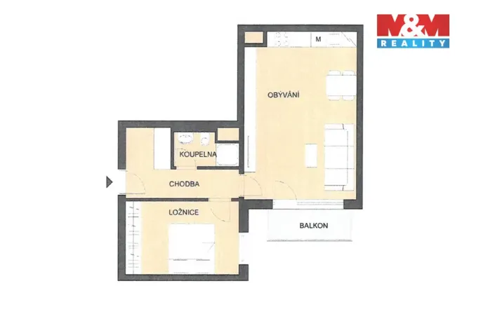 Pronájem bytu 2+kk, Pardubice - Pardubičky, Východní, 52 m2