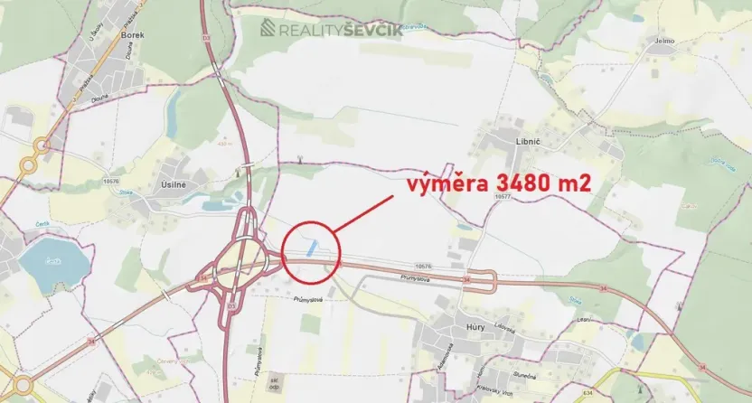 Prodej komerčního pozemku, Hůry, Pod Strání, 3480 m2