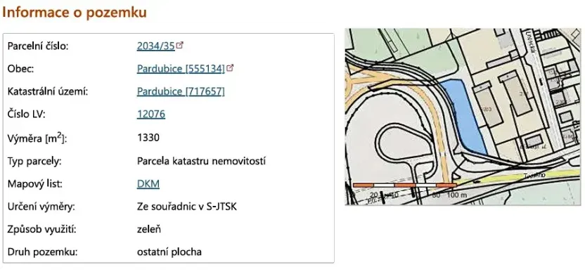 Prodej lesa, Pardubice, 2461 m2