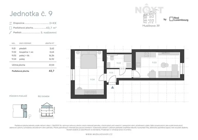 Prodej bytu 2+kk, Praha - Košíře, Musílkova, 43 m2