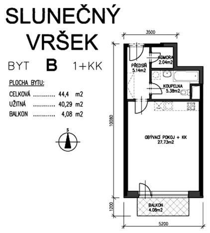 Pronájem bytu 1+kk, Praha - Hostivař, Bratislavská, 44 m2