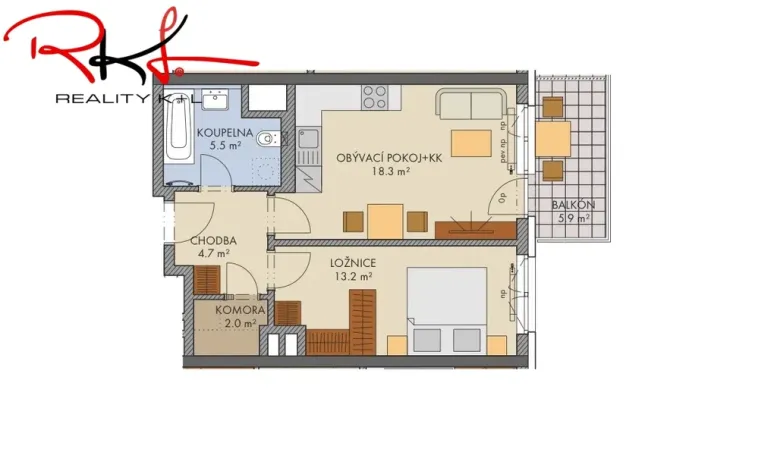 Prodej bytu 2+kk, Praha, Thomasova, 46 m2