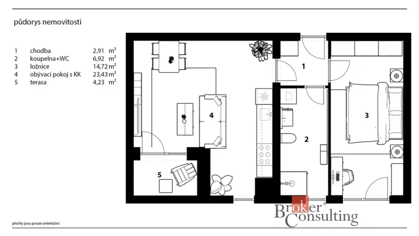 Pronájem bytu 2+kk, Pardubice - Pardubičky, Nová Tesla, 48 m2