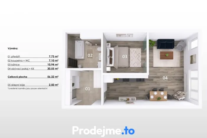 Pronájem bytu 2+kk, Znojmo, Kosmákova, 60 m2
