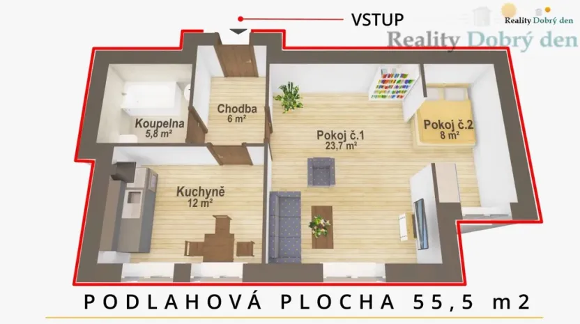 Pronájem bytu 1+1, Opava, Bochenkova, 55 m2
