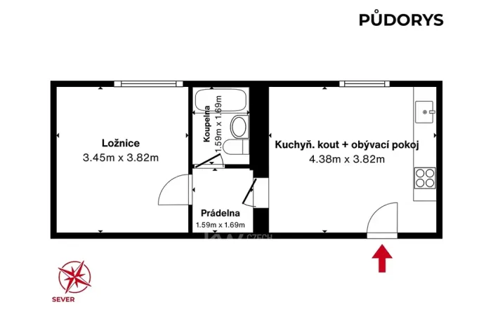 Pronájem bytu 2+kk, Praha - Chodov, Zakouřilova, 36 m2