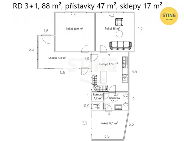 Prodej rodinného domu, Dolní Bojanovice, Kyjovská, 57 m2