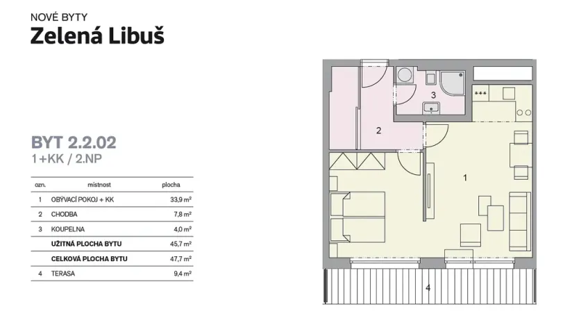 Pronájem bytu 2+kk, Praha - Libuš, Novodvorská, 48 m2