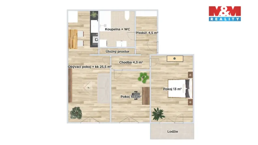 Prodej bytu 3+kk, Praha - Hostivař, Loučimská, 63 m2