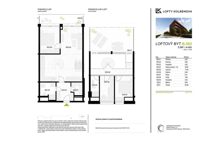 Prodej bytu 4+kk, Praha - Vysočany, Kolbenova, 100 m2