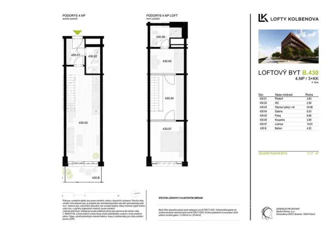 Prodej bytu 2+1, Praha - Vysočany, Kolbenova, 66 m2