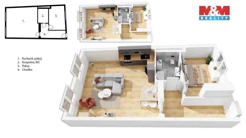 Prodej bytu 2+kk, Praha - Kobylisy, U třešňovky, 57 m2