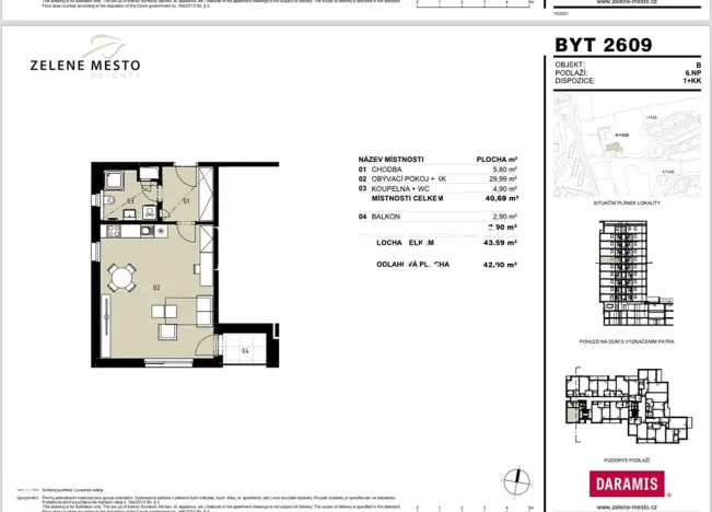 Pronájem bytu 1+kk, Praha - Hrdlořezy, V třešňovce, 41 m2