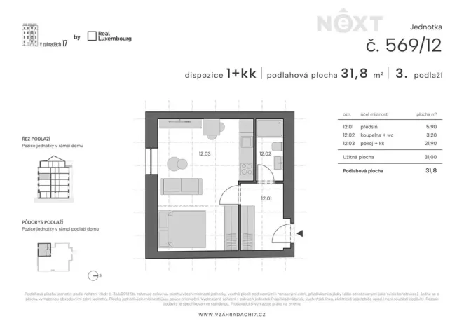Prodej bytu 1+kk, Praha - Libeň, V zahradách, 32 m2