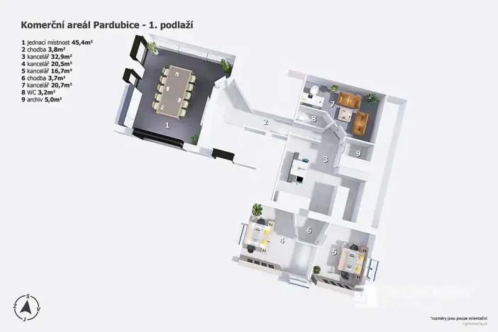 Prodej kanceláře, Pardubice, K Dolíčku, 374 m2